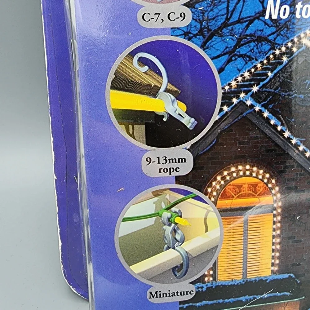 104 CT Universal Shingle Gutter Clip Holiday Mini Rope C7 C9 Light String Hanger